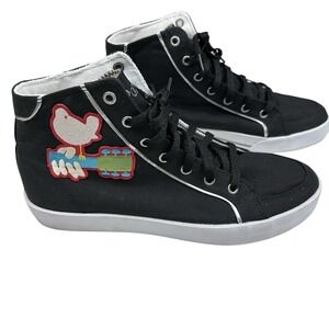 Rare Polo Ralph Lauren Embroidered Guitar High Top Canvas Sneakers Black Sz 9.5d